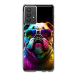 Samsung Galaxy A32 Neon Rainbow Glow Bulldog Hybrid Protective Phone Case Cover