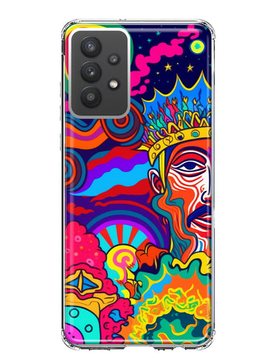 Samsung Galaxy A32 Neon Rainbow Psychedelic Indie Hippie Indie King Hybrid Protective Phone Case Cover