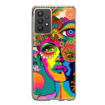 Samsung Galaxy A32 Neon Rainbow Psychedelic Hippie One Eye Pop Art Hybrid Protective Phone Case Cover