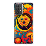 Samsung Galaxy A32 Neon Rainbow Psychedelic Indie Hippie Sun Moon Hybrid Protective Phone Case Cover