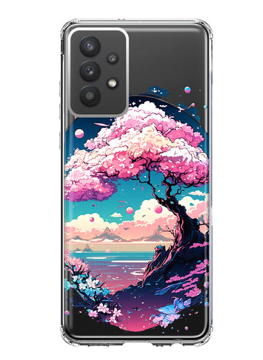 Samsung Galaxy A32 Kawaii Manga Pink Cherry Blossom Japanese Sky Floral Ocean Hybrid Protective Phone Case Cover