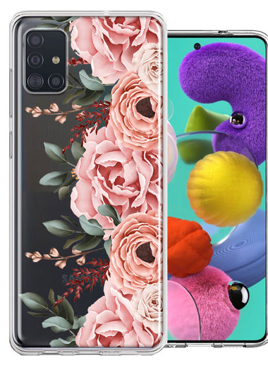 For Samsung Galaxy A51 Blush Pink Peach Spring Flowers Peony Rose Phone Case Cover