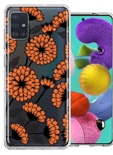 Samsung Galaxy A51 Orange Chrysanthemum Flowers Design Double Layer Phone Case Cover