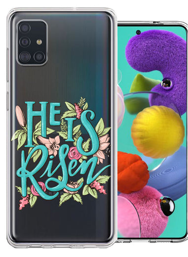 Samsung Galaxy A51 He Is Risen Text Easter Jesus Christian Flowers Double Layer Phone Case Cover