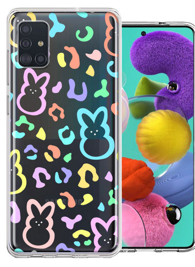 Samsung Galaxy A51 Leopard Easter Bunny Candy Colorful Rainbow Double Layer Phone Case Cover