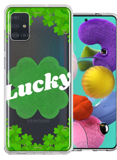Samsung Galaxy A51 Lucky St Patrick's Day Shamrock Green Clovers Double Layer Phone Case Cover