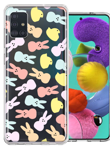 Samsung Galaxy A51 Pastel Easter Polkadots Bunny Chick Candies Double Layer Phone Case Cover
