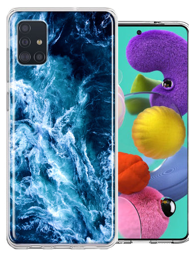 Samsung Galaxy A51 Deep Blue Ocean Waves Design Double Layer Phone Case Cover