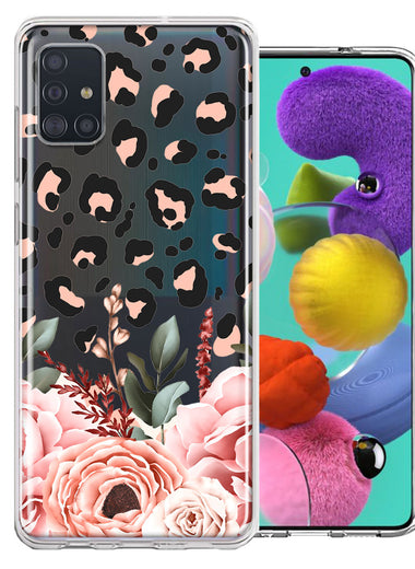 For Samsung Galaxy A51 Classy Blush Peach Peony Rose Flowers Leopard Phone Case Cover