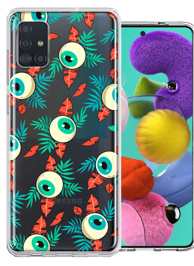 Samsung Galaxy A51 Halloween Creepy Tropical Eyeballs Design Double Layer Phone Case Cover