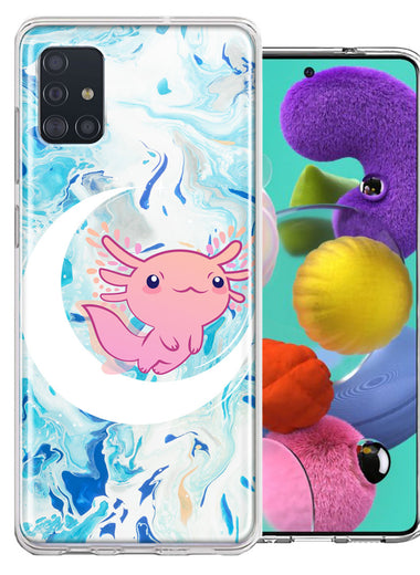 Samsung Galaxy A51 Pink Axolotl Moon Mable Design Double Layer Phone Case Cover