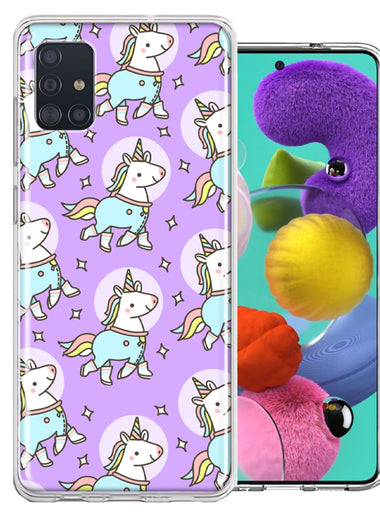 Samsung Galaxy A51 Cute Unicorns Purple Design Double Layer Phone Case Cover