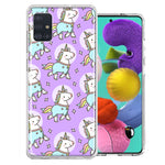 Samsung Galaxy A51 Cute Unicorns Purple Design Double Layer Phone Case Cover
