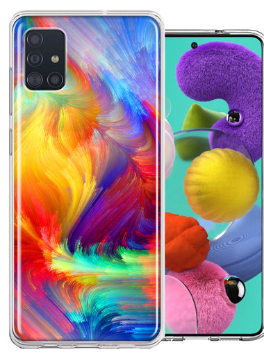 Samsung Galaxy A51 Feather Paint Design Double Layer Phone Case Cover