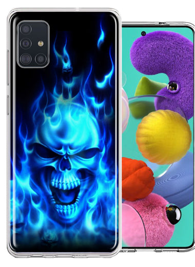 Samsung Galaxy A51 Flaming Skull Design Double Layer Phone Case Cover
