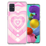 Samsung Galaxy A51 Pink Gem Hearts Design Double Layer Phone Case Cover