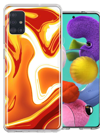 Samsung Galaxy A51 Orange White Abstract Design Double Layer Phone Case Cover