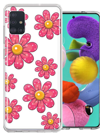 Samsung Galaxy A51 Pink Daisy Flower Design Double Layer Phone Case Cover