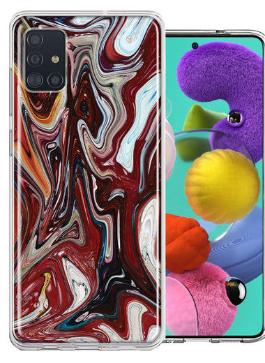 Samsung Galaxy A51 Red White Abstract Design Double Layer Phone Case Cover