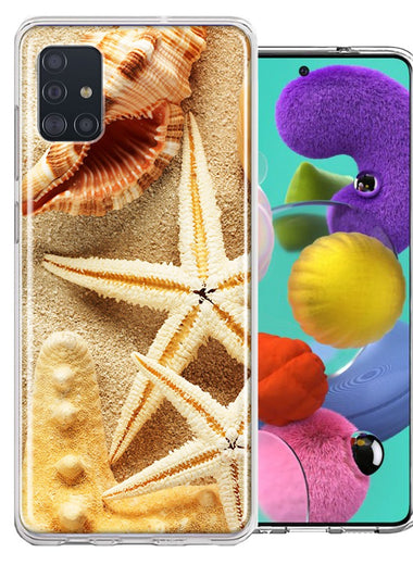 Samsung Galaxy A51 Sand Shells Starfish Design Double Layer Phone Case Cover
