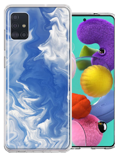 Samsung Galaxy A51 Sky Blue Swirl Design Double Layer Phone Case Cover