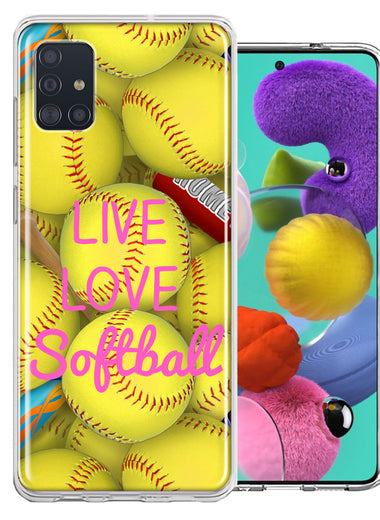 Samsung Galaxy A51 Love Softball Design Double Layer Phone Case Cover