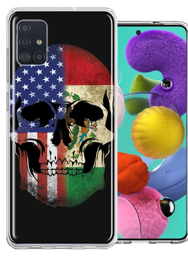 Samsung Galaxy A51 US Mexico Flag Skull Double Layer Phone Case Cover