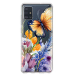 Samsung Galaxy A51 5G Spring Summer Flowers Butterfly Purple Blue Lilac Floral Hybrid Protective Phone Case Cover