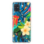 Samsung Galaxy A51 5G Blue Monstera Pothos Tropical Floral Summer Flowers Hybrid Protective Phone Case Cover