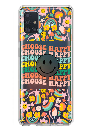 Samsung Galaxy A51 5G Choose Happy Smiley Face Retro Vintage Groovy 70s Style Hybrid Protective Phone Case Cover