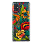 Samsung Galaxy A51 5G Colorful Red Orange Folk Style Floral Vibrant Spring Flowers Hybrid Protective Phone Case Cover
