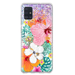 Samsung Galaxy A51 5G Hawaiian Vibes Hibiscus Flowers Monstera Vacation Summer Hybrid Protective Phone Case Cover