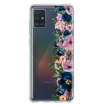 Samsung Galaxy A51 5G Navy Blue Summer Watercolor Floral Classic Purple Flowers Hybrid Protective Phone Case Cover