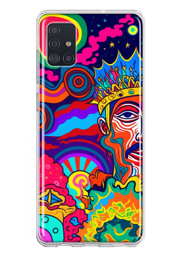 Samsung Galaxy A51 Neon Rainbow Psychedelic Indie Hippie Indie King Hybrid Protective Phone Case Cover