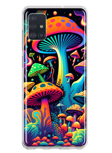 Samsung Galaxy A51 Neon Rainbow Psychedelic Indie Hippie Mushrooms Hybrid Protective Phone Case Cover