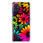 Samsung Galaxy A51 Neon Rainbow Glow Colorful Abstract Flowers Floral Hybrid Protective Phone Case Cover