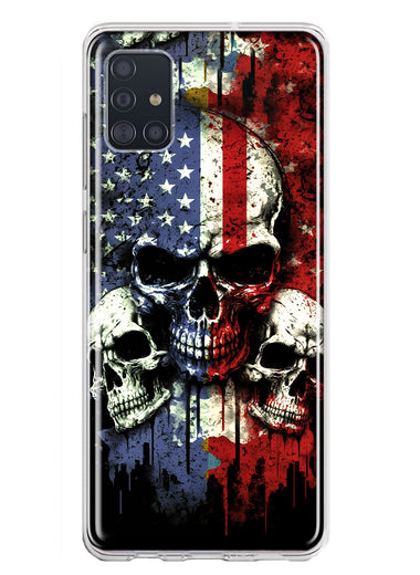 Samsung Galaxy A51 American USA Flag Skulls Blue Red Double Layer Phone Case Cover