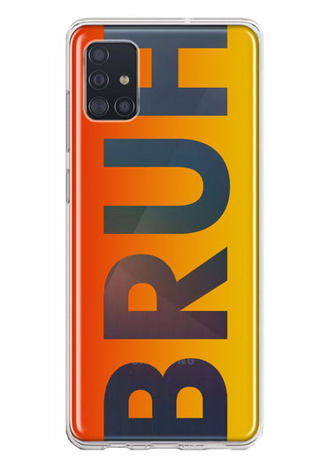 Samsung Galaxy A51 5G Orange Red Clear Funny Text Quote Bruh Hybrid Protective Phone Case Cover