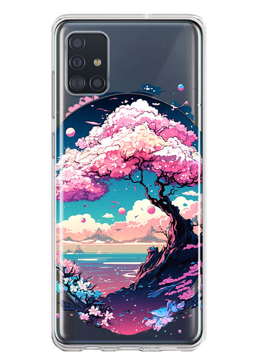 Samsung Galaxy A51 Kawaii Manga Pink Cherry Blossom Japanese Sky Floral Ocean Hybrid Protective Phone Case Cover