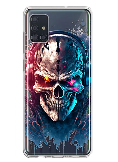 Samsung Galaxy A51 Cyberpunk Machine Headphones Skull Double Layer Phone Case Cover