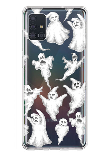 Samsung Galaxy A51 5G Cute Halloween Spooky Floating Ghosts Horror Scary Hybrid Protective Phone Case Cover