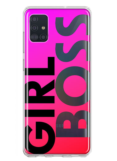 Samsung Galaxy A51 5G Pink Clear Funny Text Quote Girl Boss Hybrid Protective Phone Case Cover