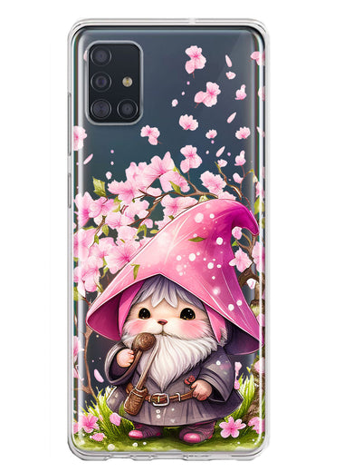 Samsung Galaxy A51 Cute Pink Cherry Blossom Gnome Spring Floral Flowers Double Layer Phone Case Cover