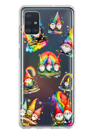 Samsung Galaxy A51 Colorful Neon Glow Rainbow Gnomes Painting Hybrid Protective Phone Case Cover