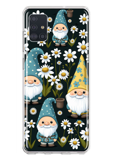 Samsung Galaxy A51 Cute White Daisies Gnomes Flowers Floral Double Layer Phone Case Cover