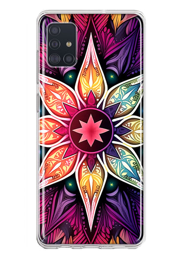 Samsung Galaxy A51 5G Mandala Geometry Abstract Star Pattern Hybrid Protective Phone Case Cover