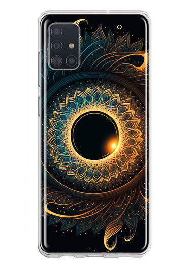 Samsung Galaxy A51 5G Mandala Geometry Abstract Eclipse Pattern Hybrid Protective Phone Case Cover