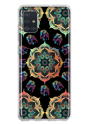 Samsung Galaxy A51 5G Mandala Geometry Abstract Elephant Pattern Hybrid Protective Phone Case Cover