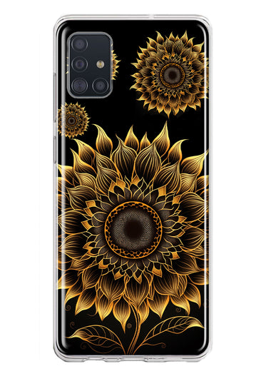 Samsung Galaxy A51 5G Mandala Geometry Abstract Sunflowers Pattern Hybrid Protective Phone Case Cover