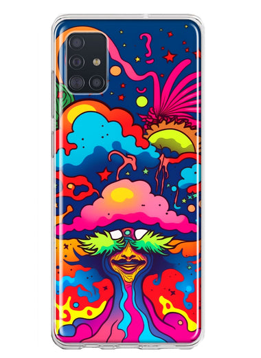 Samsung Galaxy A51 5G Neon Rainbow Psychedelic Trippy Hippie Bomb Star Dream Hybrid Protective Phone Case Cover